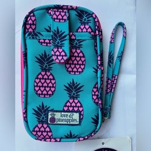Love & Pineapples Teal and Pink Pineapple Heart Wristlet Clutch